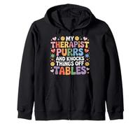 My Therapist Purrs And Knocks Things Off Tables |- Zip Hoodie