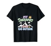My Therapist Said Go Outside Funny Hiking Value Graphic T-Shirt, Men, Black, S