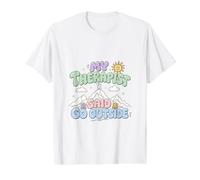 My Therapist Said Go Outside Funny Hiking Value Graphic T-Shirt, Men, White, XL