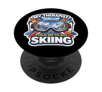 My Therapist Told Me To Go Skiing Funny Skier Ski Lover Joke PopSockets Adhesive PopGrip