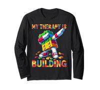 My Therapy is Building Funny Master Builder Dabbing Long Sleeve T-Shirt