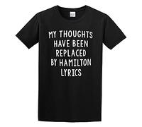 My Thoughts Have Been Replaced by Hamilton Lyrics Muscial Cotton Round Neck for Men T-Shirt Black 3XL