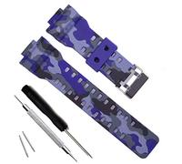 My Time OliBoPo Natural Resin Replacement Watch Band Strap for Casio Mens G-Shock GD120/GA-100/GA-110/GA-100C (Camouflage-Dark Blue)