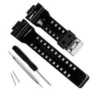 My Time OliBoPo Natural Resin Replacement Watch Band Strap for Casio Mens G-Shock GD120/GA-100/GA-110/GA-100C (Shiny Black)