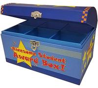 My Tiny Treasures Box Company Treasure Chest Box Desktop Size 10"x6"x6" for Teachers and Classroom Toy Prizes Awards for Star Students