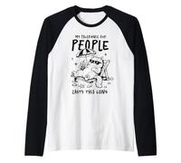 My Tolerance for People Funny Cat Beach Introvert Humor Art Raglan Baseball Tee
