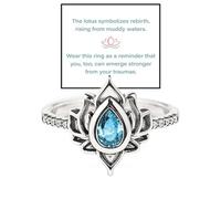My Trauma Lotus Ring, S925 Silver, Lotus Blossom, Highly Polished, Tarnish Resistant, Cubic Zirconia, Inlaid, Inspirational Ring, Unique Lotus Ring, Reminds You to Make Your Trauma on Playful, 7