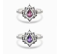 My Trauma Lotus Ring, S925 Sterling Silver Lotus Rings,Unique Flame Shape Lotus Ring,Stackable Inspirational Gemstone Lotus Ring,Ewelry Gifts For Women Sisters (Red+Purple,8)