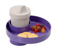 My Travel Tray Round, USA Made. Easily Convert Your existing Cup Holder to a Tray and Cup Holder for use in a Car Seat, Booster, Stroller, Golf Cart and Anywhere You Have a Cup Holder! (Purple).