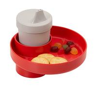My Travel Tray Round, USA Made. Easily Convert Your existing Cup Holder to a Tray and Cup Holder for use in a Car Seat, Booster, Stroller, Golf Cart and Anywhere You Have a Cup Holder! Red