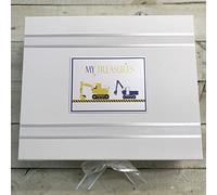 My Treasures. Birthday. Special Occasion. Large Keepsake Box. Diggers Design. Hand Finished by WHITE COTTON CARDS (TD2X)