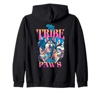 My Tribe Has Paws Husky Dog Lover Pack Design Zip Hoodie