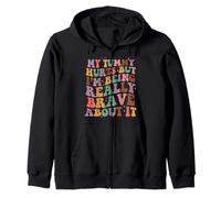 My Tummy Hurts But I'm Being Really Brave About It Retro Zip Hoodie
