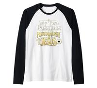 My Two Passions Photography and Jesus Christian Photographer Raglan Baseball Tee