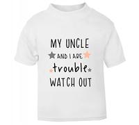 My Uncle and I are Trouble Watch Out (Stars Style) Family Statement [BBY7] Short Sleeve Cotton Toddler t Shirt, 1-2 Years, White