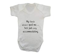 My Uncle Doesn't Spoil me He's just Very Accommodating Baby Grow Vest, 0-3 Months, White