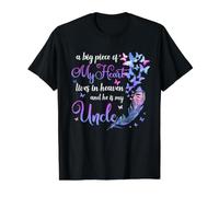 My Uncle Lives in Heaven Memorial Quotes Niece Nephew Value Graphic T-Shirt, Men, Black, XL