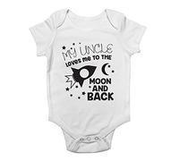 My Uncle Loves me to The Moon and Back Cute Boys and Girls Baby Vest Bodysuit White