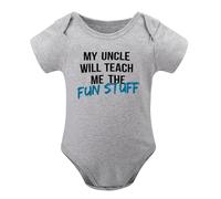 My Uncle Will Teach Me The Fun Stuff Baby Romper Boys Or Girls Gray-style-1 3months