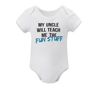 My Uncle Will Teach Me The Fun Stuff Baby Romper Boys Or Girls White-style-1 9months