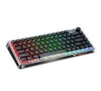 MY-V82 75% Hot Swappable Glass Joint Mounted Electroplated Mechanical Keyboard, BT5.0/2.4GHz/USB-C Gaming Keyboard with RGB, 3000mAh Battery for Win/Mac (Black & White)