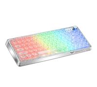 MY-V82 75% Hot Swappable PC Gasket-Mounted Electroplated Bottom Shell Wireless Mechanical Keyboard,Tri-Mode BT5.0/2.4GHz/USB-C Gaming Keyboard with RGB,3000mAh Battery for Win/Mac(White and Black)