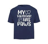 My Valentine has Paws (Anti-Valentine Quotes for Singles, pet Owners) Short Sleeve Cotton Toddler t Shirt, 3-4 Years, Navy