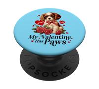 My Valentine Has Paws Funny Cute Retro Dog Lovers Favorite PopSockets Adhesive PopGrip