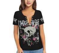 My Valentine Rock Band Bullet T-Shirts for Woman Sexy Deep V-Neck Tees Summer Short-Sleeve Shirt Muticolor L