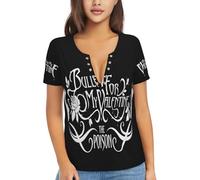 My Valentine Rock Band Bullet T-Shirts for Woman Sexy Deep V-Neck Tees Summer Short-Sleeve Shirt Muticolor XXL