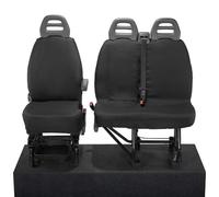 My Van Seat Covers | To Fit Citroen Relay Crew Cab Seat Covers 2006-2022 | Tailored Heavy Duty Waterproof | Front & Rear (NO Split Passenger Seat) Black - MVSC380B-381BAD2