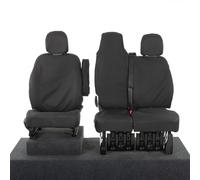My Van Seat Covers | To Fit Renault Trafic Sport Business+ Seat Covers 2014 Onwards | Waterproof Tailored Easy to Fit | Front (WITH Folding Middle Seat) Black - MVSC147B