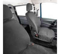My Van Seat Covers | To Fit VW Crafter Seat Covers 2017 Onwards | Inc. Embroidery Tailored Heavy Duty Waterproof | Front (WITH Split Passenger Base & NO Folding Middle Seat) Black - MVSC587BEM