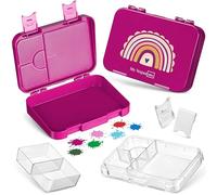 My Vesperbox Len Bento Box Children's Lunch Box with 4 + 2 Compartments Extremely Robust Lunch Box Ideal for Nursery and School (Purple - Rainbow)