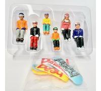 My Village Christmas Figurines Sitting With Snowboards 6pc