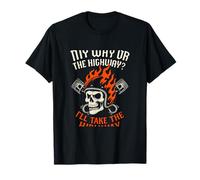 My Way Or The Highway Skull Helmet Flames Graphic T-Shirt