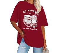 My Weekend is All Booked Shirt Floral Book Graphic T-Shirt Cute Book Reader Reading Tee Tops Claret
