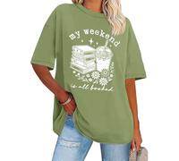 My Weekend is All Booked Shirt Floral Book Graphic T-Shirt Cute Book Reader Reading Tee Tops Green