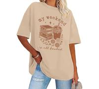 My Weekend is All Booked Shirt Floral Book Graphic T-Shirt Cute Book Reader Reading Tee Tops Khaki