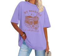 My Weekend is All Booked Shirt Floral Book Graphic T-Shirt Cute Book Reader Reading Tee Tops Light Purple