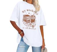 My Weekend is All Booked Shirt Floral Book Graphic T-Shirt Cute Book Reader Reading Tee Tops White