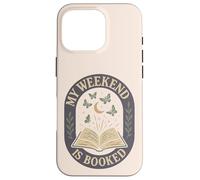 My Weekend Is Booked Moon Stars Butterflies Reading Book Case for iPhone 16 Pro