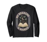 My Weekend is Booked Moon Stars Butterflies Reading Book Long Sleeve T-Shirt