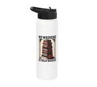 My Weekend is Fully Booked Book Rainbow Reading Bookworm Stainless Steel Insulated Water Bottle