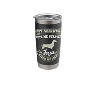 My Weiner Gets Me Started Jesus Keeps Me Going Dachshund Stainless Steel Insulated Tumbler