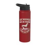 My Weiner Gets Me Started Jesus Keeps Me Going Dachshund Stainless Steel Insulated Water Bottle