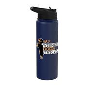 My Wiener Does Tricks Weiner Dog Pun Graphic Stainless Steel Insulated Water Bottle
