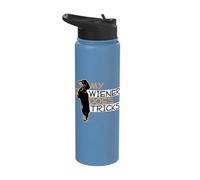 My Wiener Does Tricks Weiner Dog Pun Graphic Stainless Steel Insulated Water Bottle