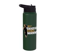 My Wiener Does Tricks Weiner Dog Pun Graphic Stainless Steel Insulated Water Bottle