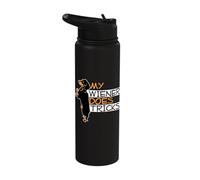 My Wiener Does Tricks Weiner Dog Pun Graphic Stainless Steel Insulated Water Bottle